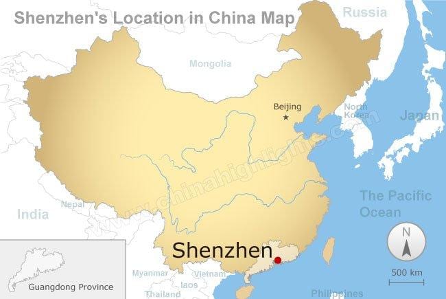 Shenzhen lokasi di peta China